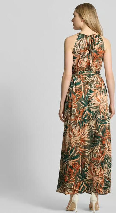 Apricot maxi-jurk met all-over bloemenmotief