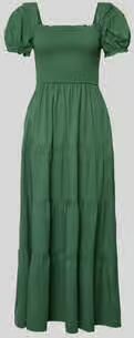Apricot maxi-jurk met smokdetail en vierkante hals