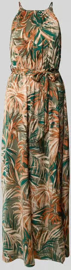 Apricot maxi-jurk met all-over bloemenmotief