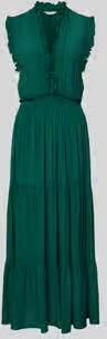 Apricot Maxi-jurk van viscose met V-hals en ruches