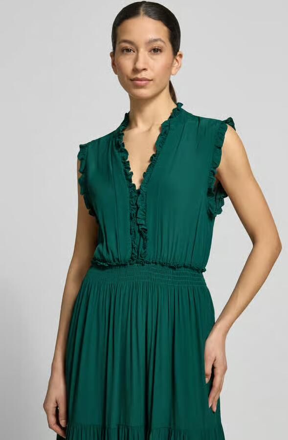 Apricot Maxi-jurk van viscose met V-hals en ruches - Foto 2