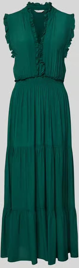 Apricot Maxi-jurk van viscose met V-hals en ruches - Foto 3
