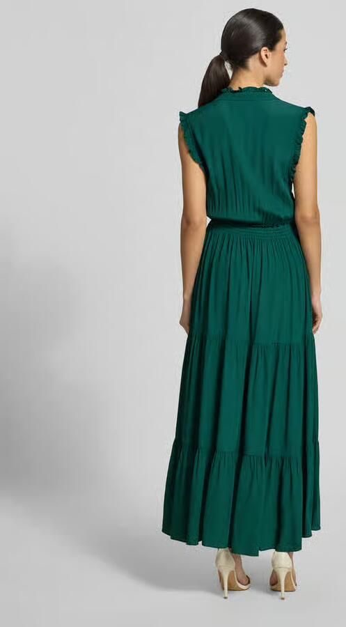 Apricot Maxi-jurk van viscose met V-hals en ruches - Foto 3