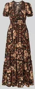 Apricot maxi-jurk van viscose met V-hals