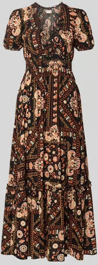 Apricot maxi-jurk van viscose met V-hals - Foto 2