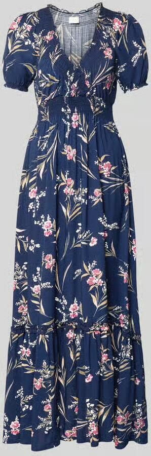 Apricot maxi-jurk van viscose met V-hals - Foto 2