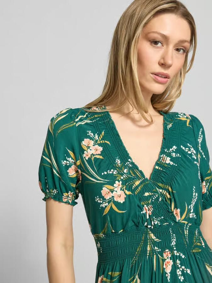 Apricot maxi-jurk van viscose met V-hals - Foto 2