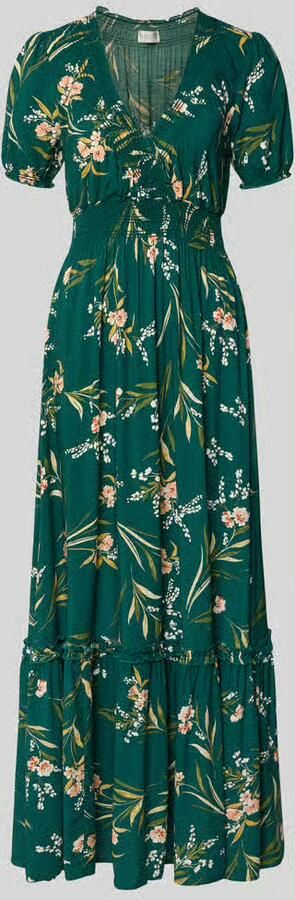 Apricot maxi-jurk van viscose met V-hals - Foto 3
