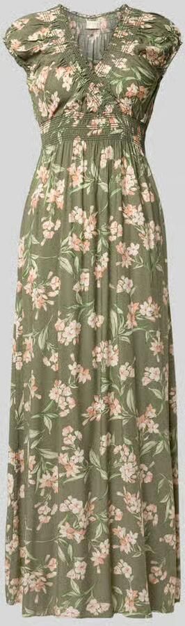 Apricot maxi-jurk van viscose met V-hals - Foto 2