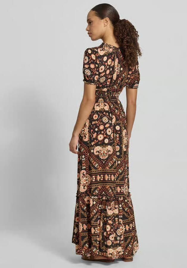 Apricot maxi-jurk van viscose met V-hals - Foto 2