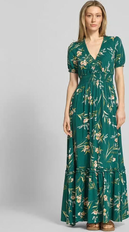 Apricot maxi-jurk van viscose met V-hals - Foto 3