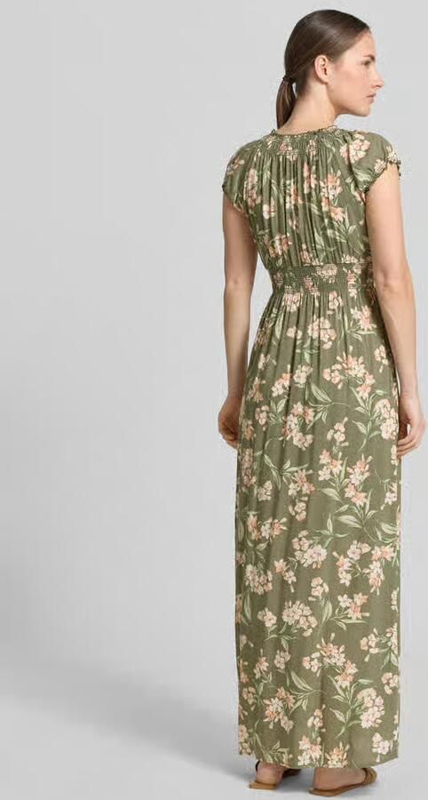 Apricot maxi-jurk van viscose met V-hals