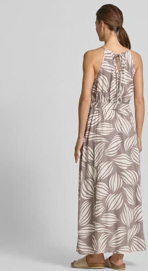 Apricot Maxi-jurk van viscosemix met linnenanteel