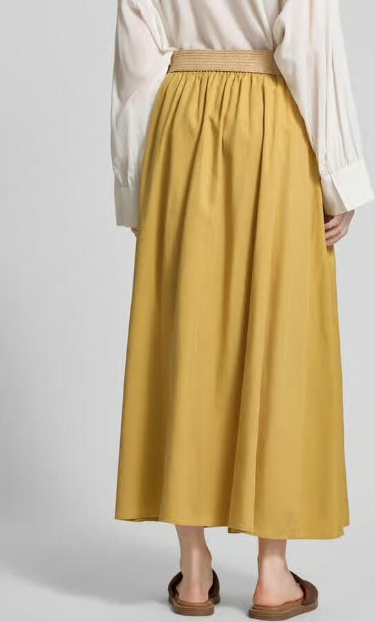 Apricot Maxirok van lyocellmix met riem in vlechtlook