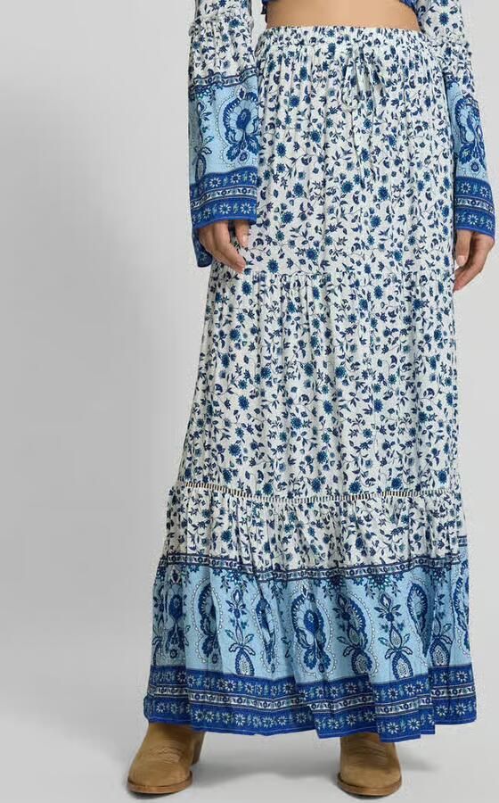 Apricot Maxirok van viscose in laagjeslook - Foto 2