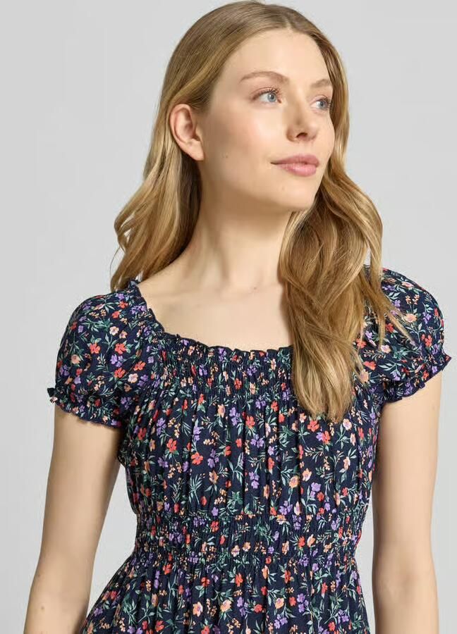 Apricot midi-jurk in all-over look - Foto 2