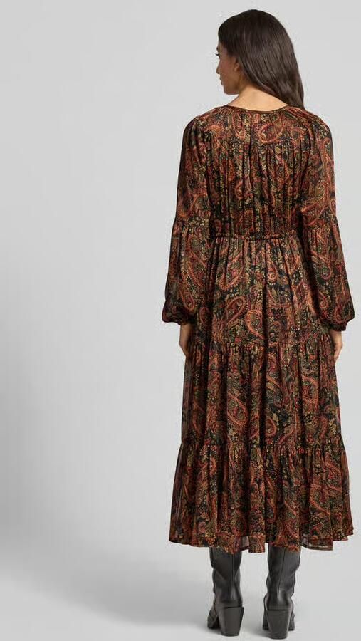 Apricot Midi-jurk met V-hals en strikceintuur