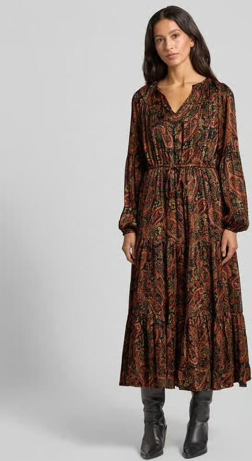 Apricot Midi-jurk met V-hals en strikceintuur - Foto 2