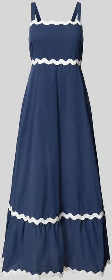 Apricot midi-jurk met vierkante hals en golvende zoom - Foto 2