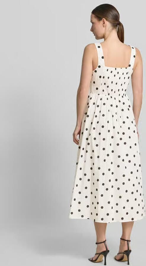 Apricot midi-jurk met vierkante hals - Foto 3