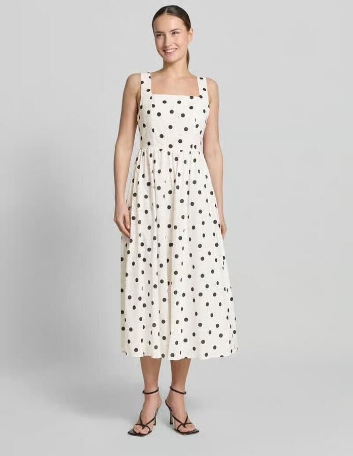 Apricot midi-jurk met vierkante hals - Foto 2