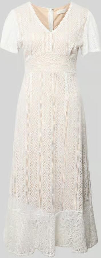 Apricot Midi-jurk van gehaakt kant met V-hals