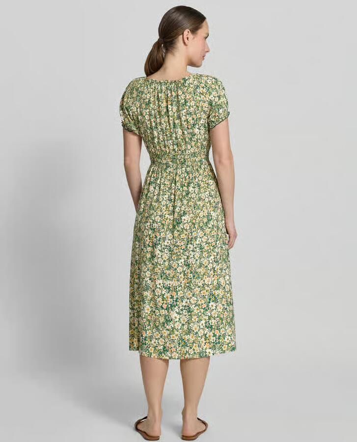Apricot midi-jurk van viscose met mouwen met ruches - Foto 2