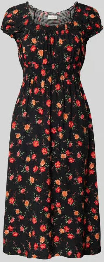 Apricot midi-jurk van viscose met vierkante hals - Foto 2