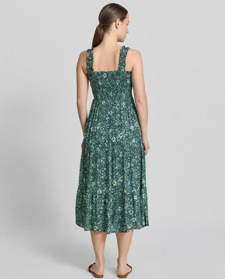 Apricot midi-jurk van viscose met vierkante hals - Foto 2