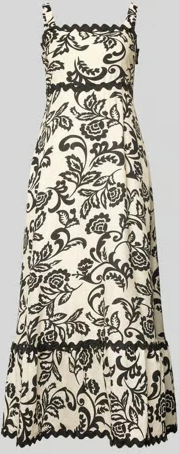 Apricot midi-jurk van viscosemix met golvende zoom - Foto 2