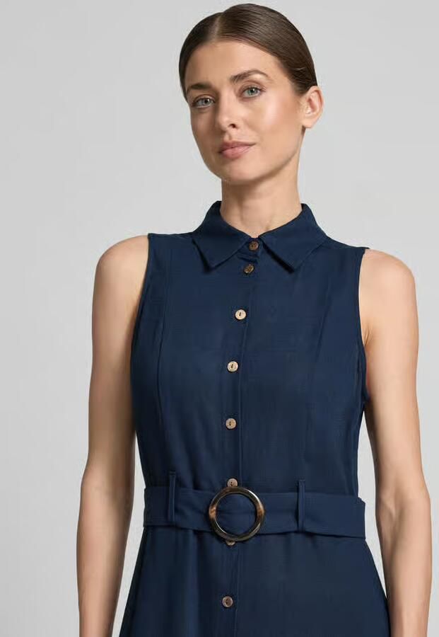 Apricot midi-jurk van viscosemix met riem