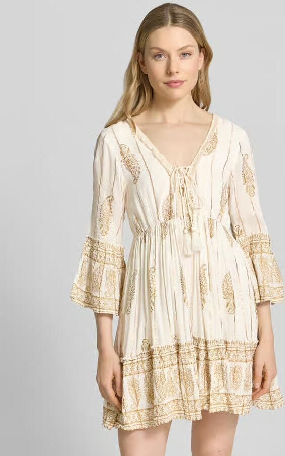 Apricot mini-jurk met all-over paisleyprint - Foto 4