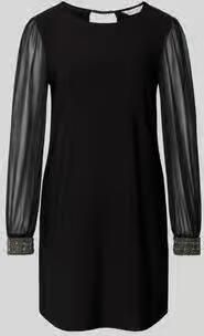 Apricot Mini-jurk met semi-transparante garnering - Foto 1