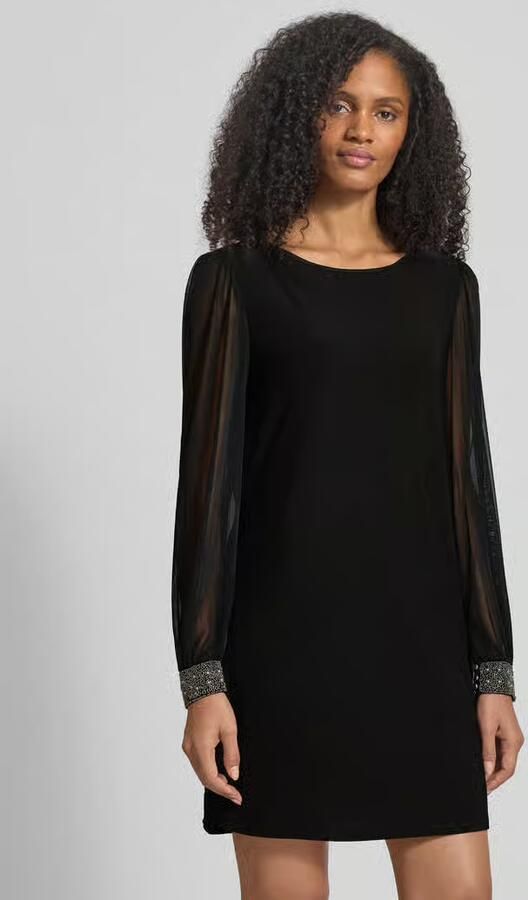 Apricot Mini-jurk met semi-transparante garnering - Foto 3
