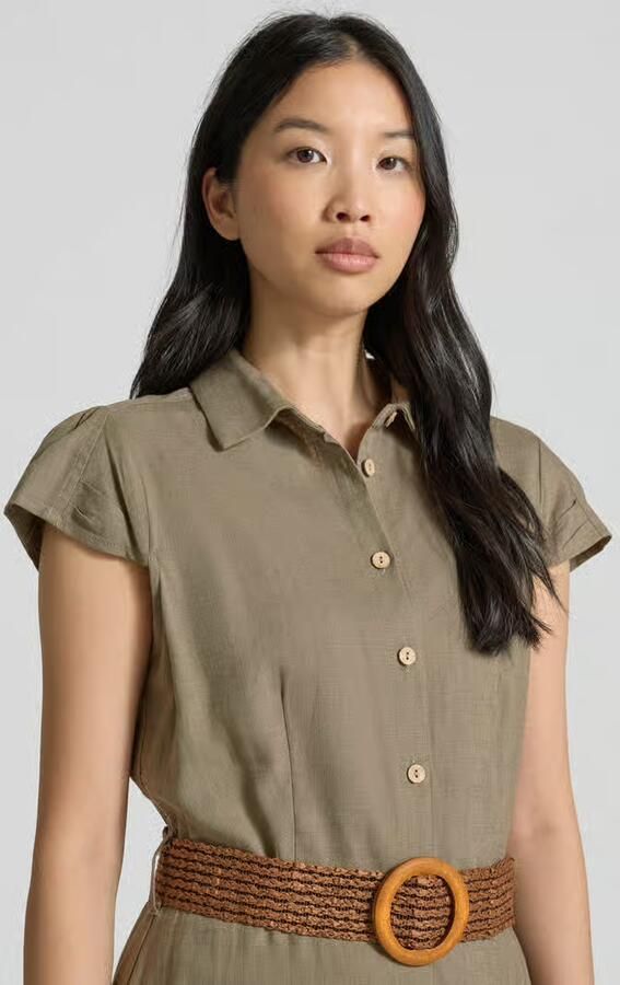Apricot Mini-jurk van een mix van viscose en linnen - Foto 2