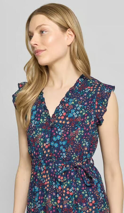 Apricot mini-jurk van pure viscose met een florale all-over print