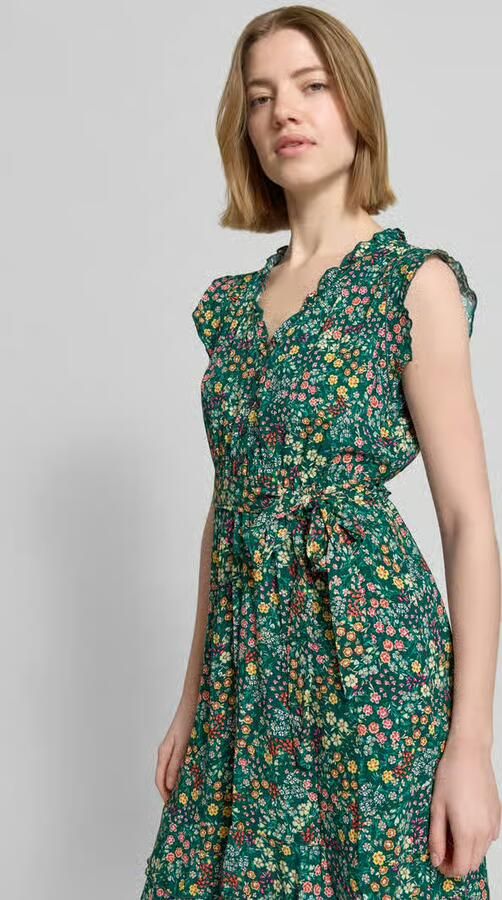 Apricot mini-jurk van pure viscose met een florale all-over print
