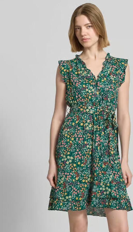 Apricot mini-jurk van pure viscose met een florale all-over print - Foto 2
