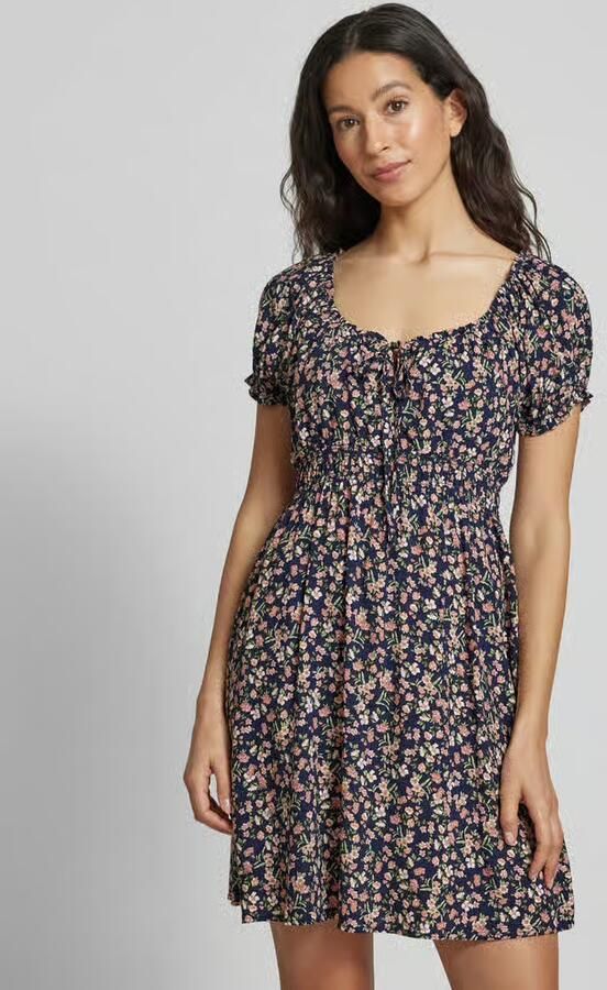 Apricot Mini-jurk van viscose met druppelvormige hals - Foto 2