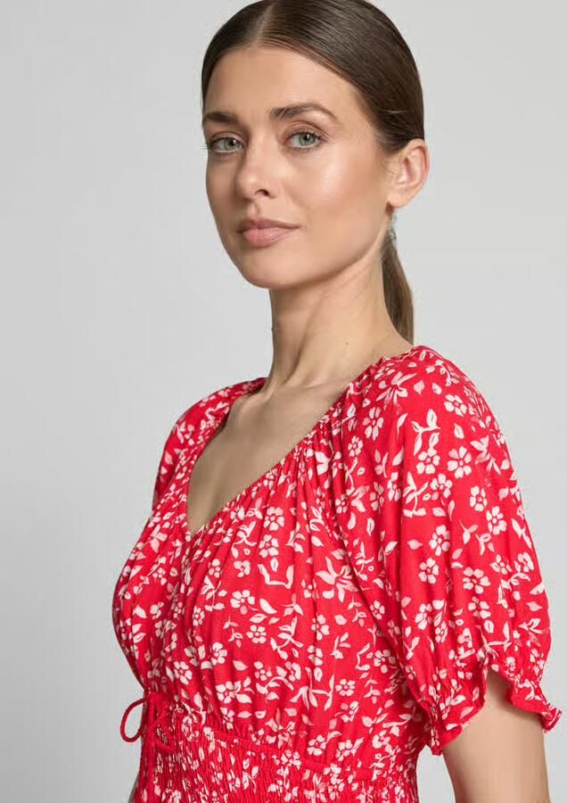 Apricot Mini-jurk van viscose met sierkwastjes en smokdetails