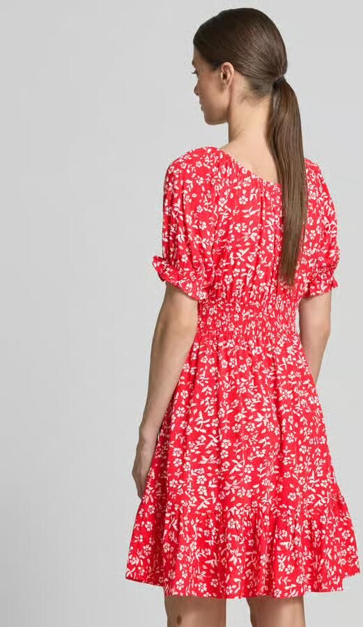 Apricot Mini-jurk van viscose met sierkwastjes en smokdetails - Foto 4