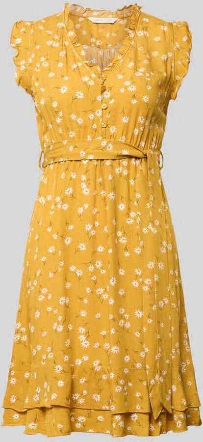 Apricot Mini-jurk van viscose met strikceintuur en kapmouwen - Foto 2
