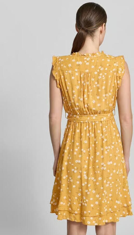 Apricot Mini-jurk van viscose met strikceintuur en kapmouwen - Foto 3