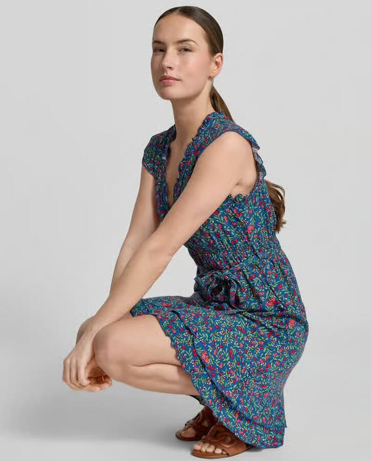 Apricot mini-jurk van viscose met strikceintuur