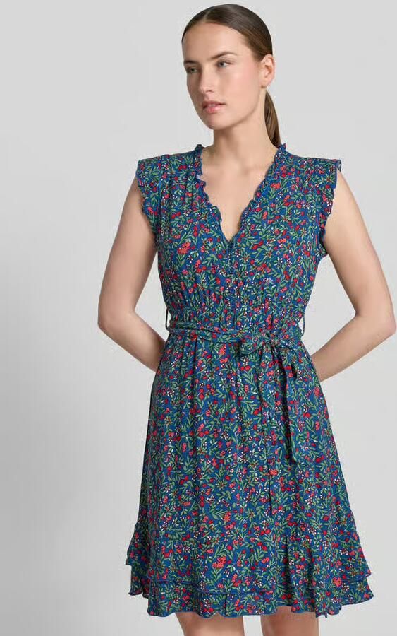 Apricot mini-jurk van viscose met strikceintuur - Foto 2