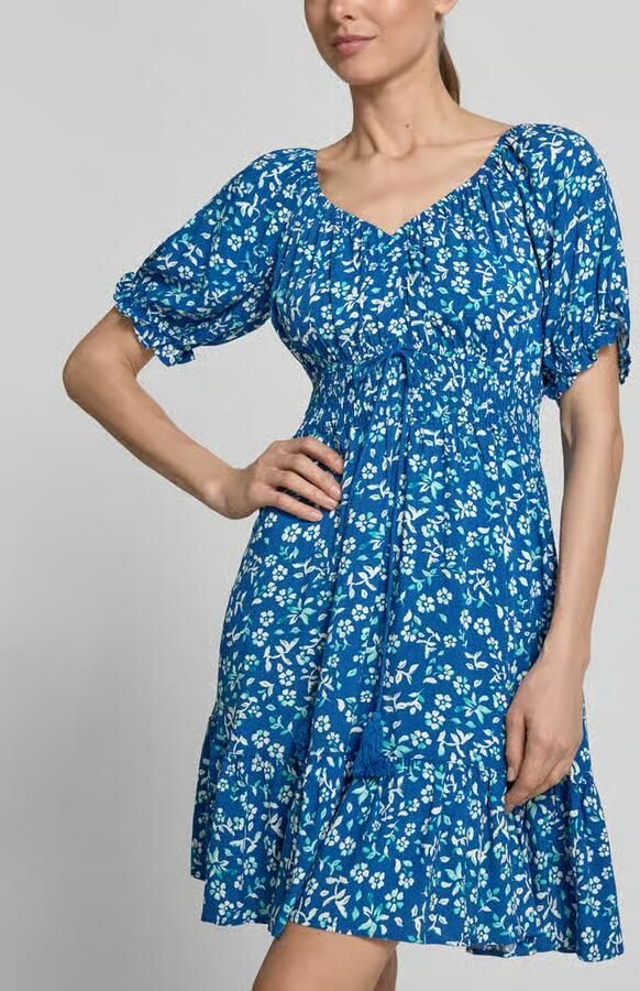 Apricot Mini-jurk van viscose met tunnelkoord en kwastdetails