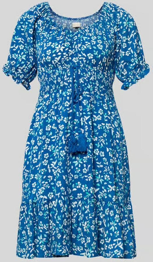 Apricot Mini-jurk van viscose met tunnelkoord en kwastdetails - Foto 2