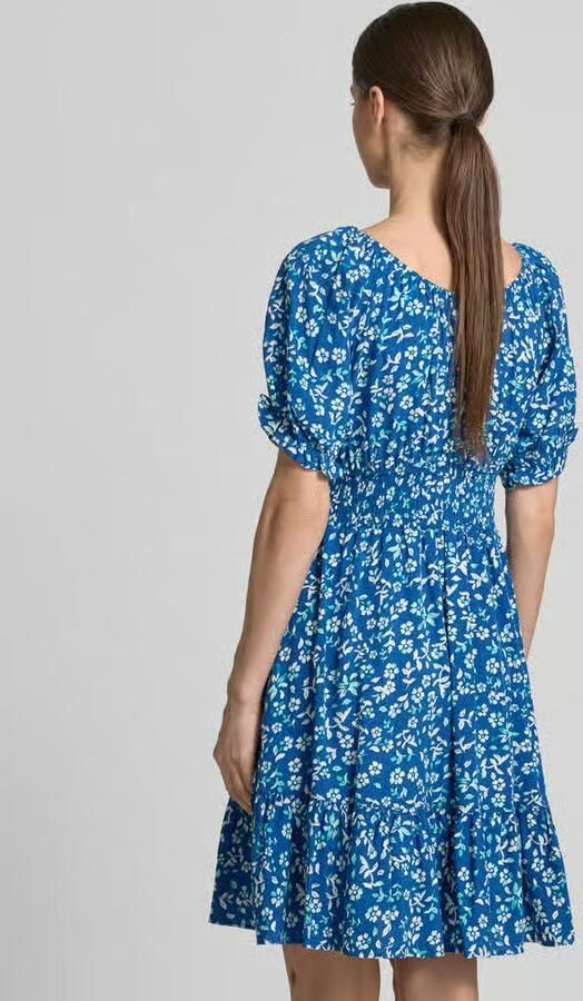 Apricot Mini-jurk van viscose met tunnelkoord en kwastdetails - Foto 3