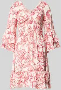 Apricot mini-jurk van viscose met V-hals - Foto 5