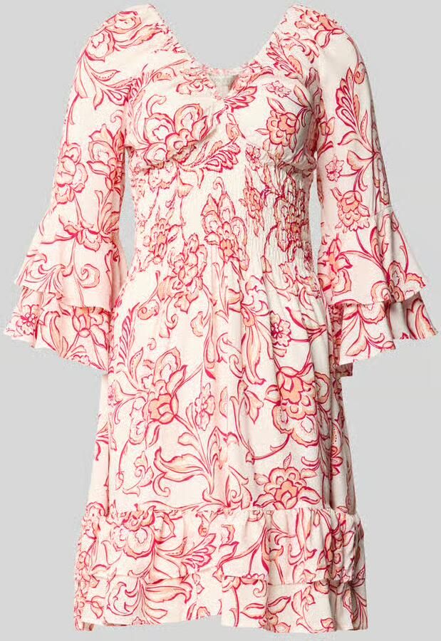 Apricot mini-jurk van viscose met V-hals - Foto 3